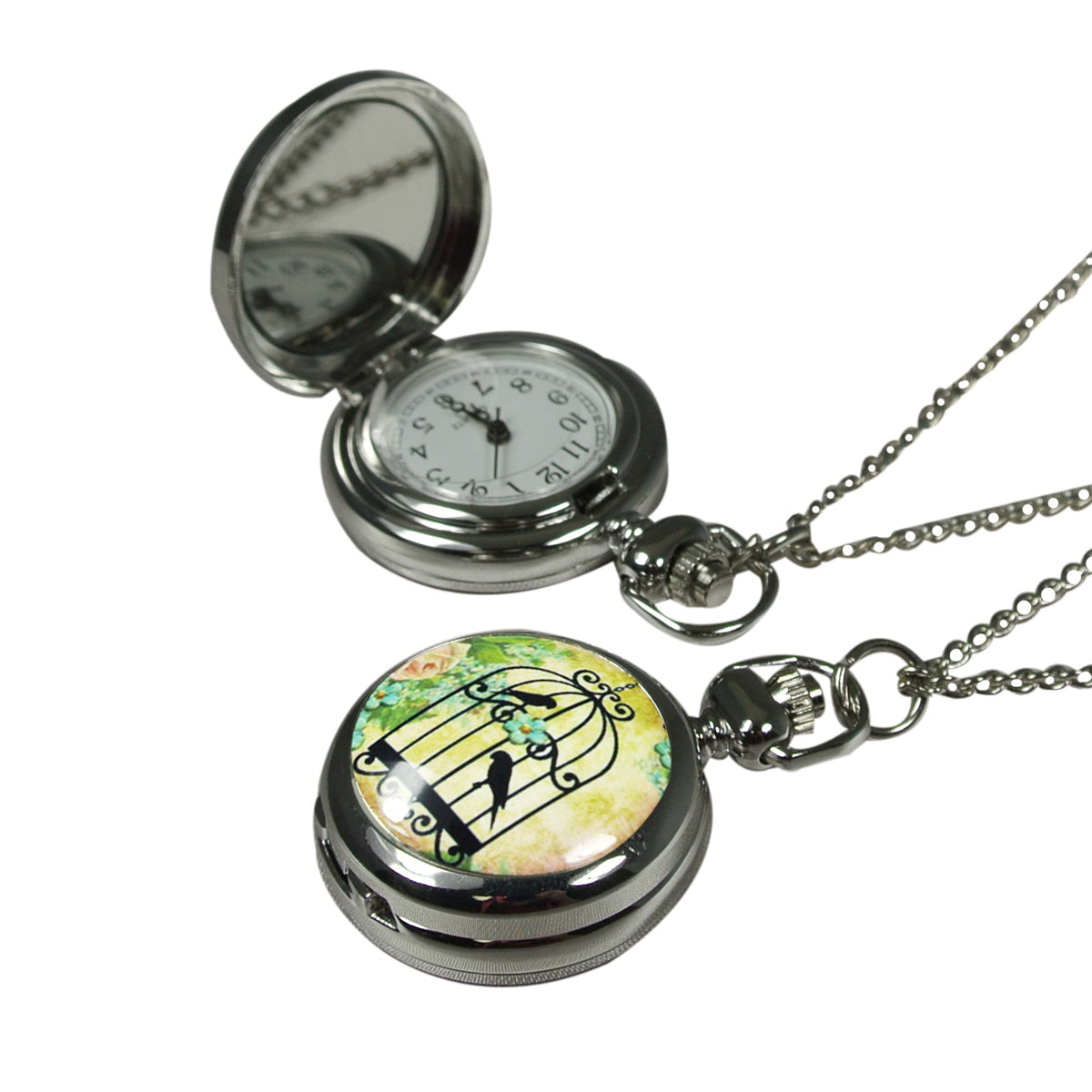 Wrapables Vintage Ceramic Quartz Locket Watch Necklace
