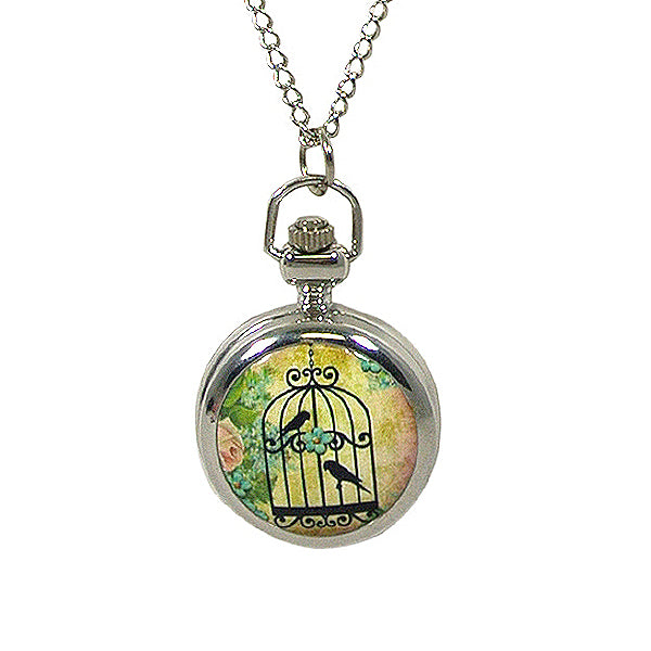 Wrapables Vintage Ceramic Quartz Locket Watch Necklace