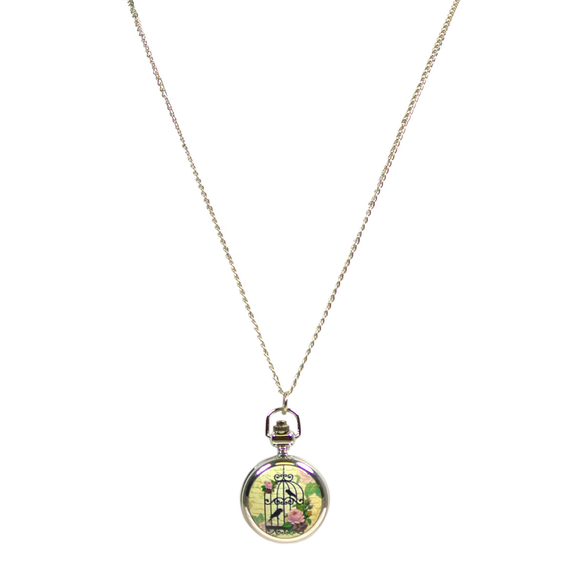 Wrapables Vintage Ceramic Quartz Locket Watch Necklace