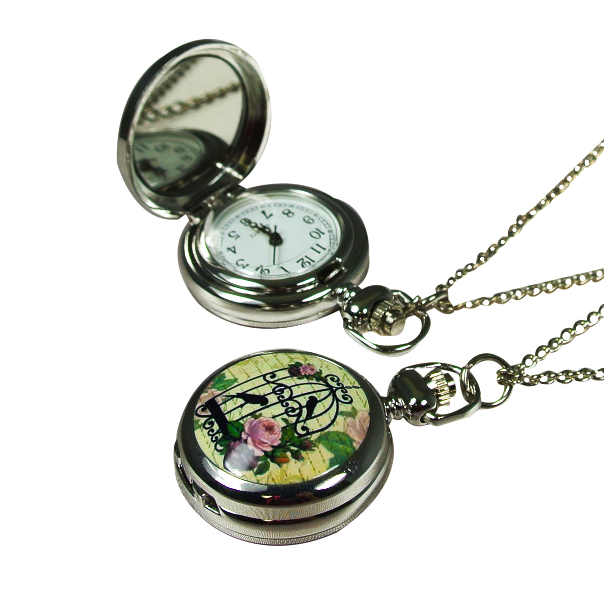Wrapables Vintage Ceramic Quartz Locket Watch Necklace