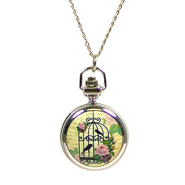 Wrapables Vintage Ceramic Quartz Locket Watch Necklace