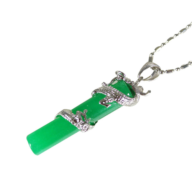 Aventurine Quartz Spiraling Dragon Pendant Necklace