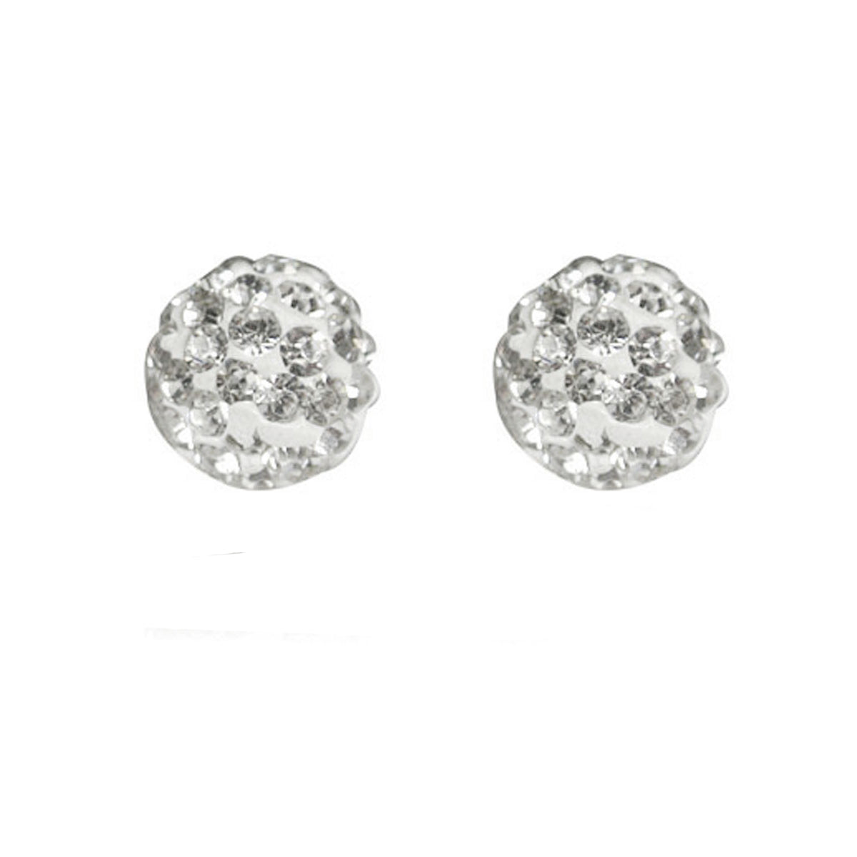 Crystal Disco Ball Pendant Necklace and Stud Earrings Jewelry Set, Silver