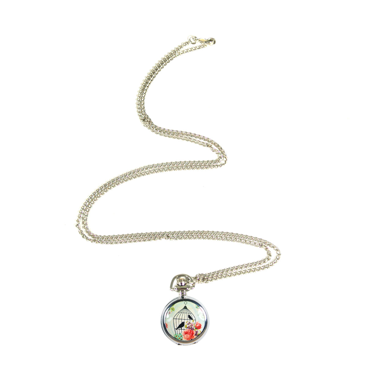 Wrapables Vintage Ceramic Quartz Locket Watch Necklace
