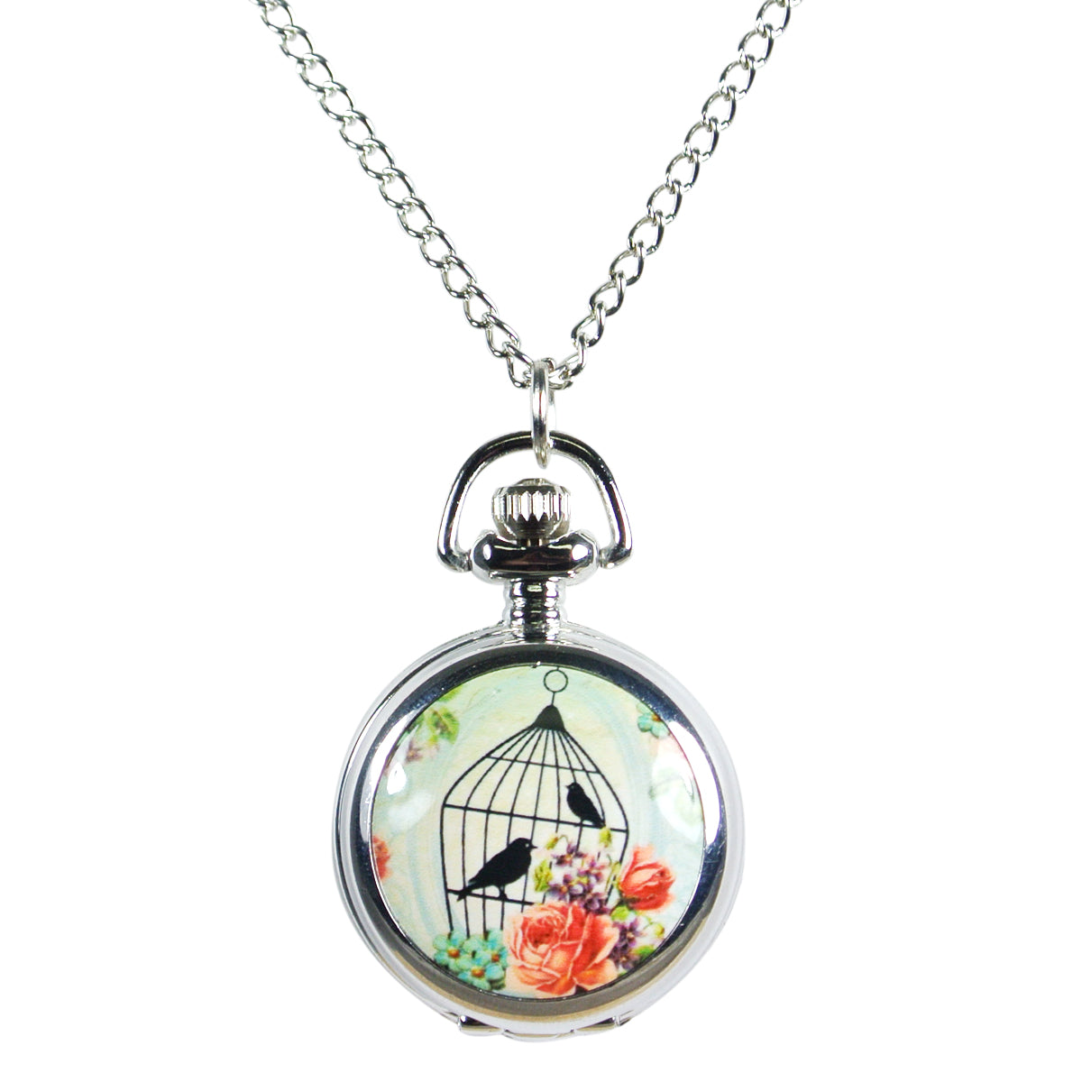 Wrapables Vintage Ceramic Quartz Locket Watch Necklace