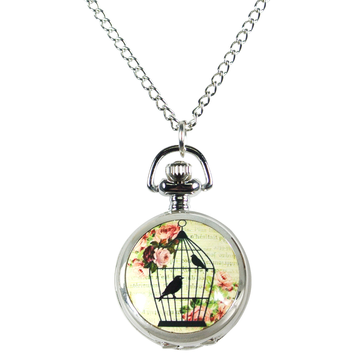 Wrapables Vintage Ceramic Quartz Locket Watch Necklace