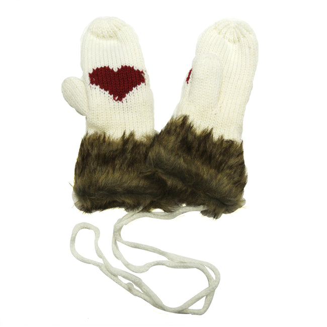Wrapables Sweetheart Style Mittens with Faux Fur Trim