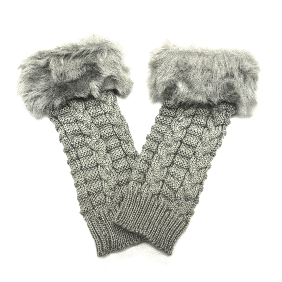 Wrapables Fingerless Gloves with Faux Fur Trim