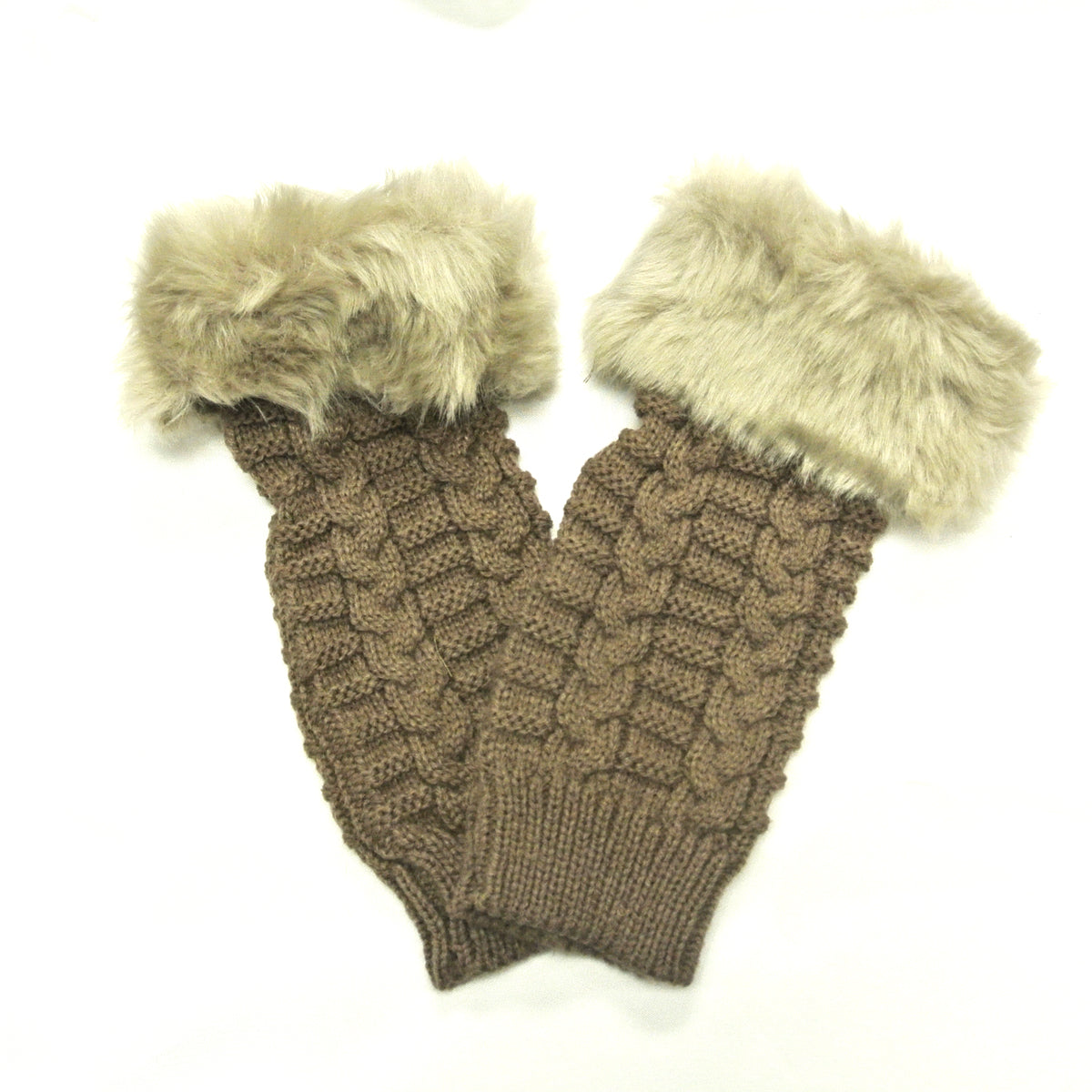 Wrapables Fingerless Gloves with Faux Fur Trim