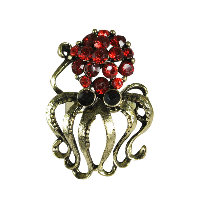 Wrapables Vintage Crystal Octopus Adjustable Ring