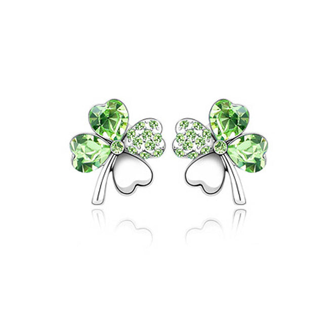 Crystal Four Leaf Clover Earrings