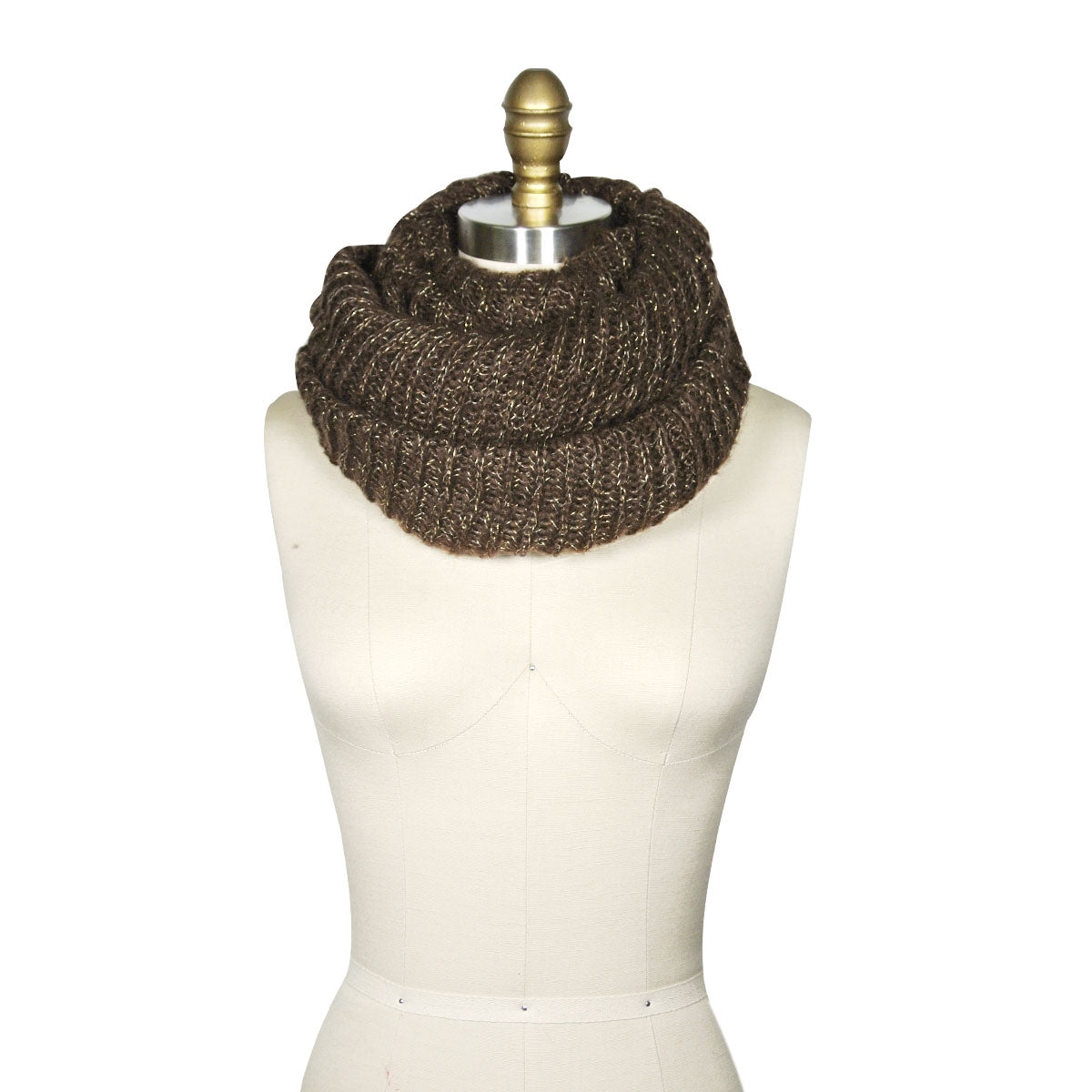 Wrapables Premium Winter Knit Infinity Scarf with Metallic Gold Threading