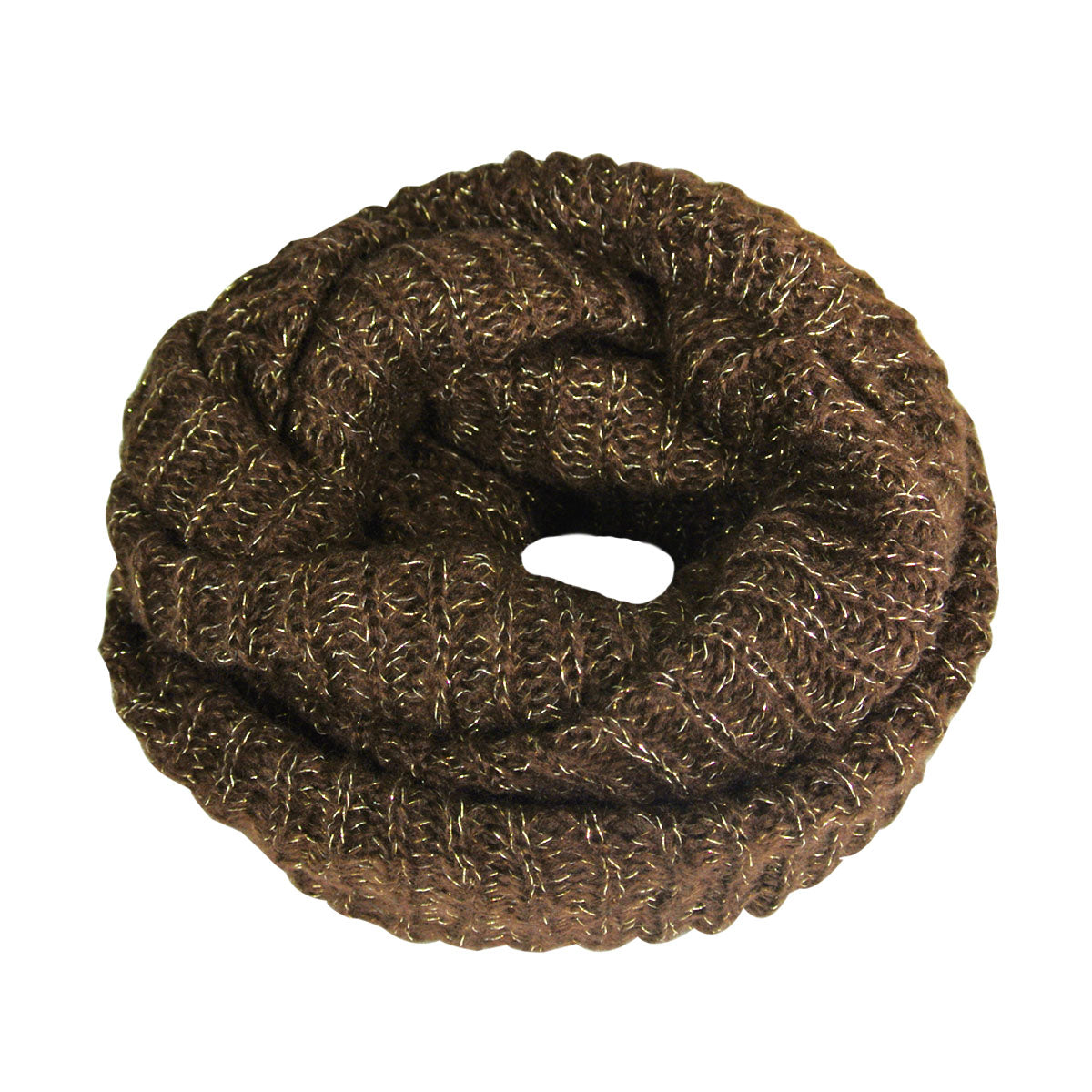 Wrapables Premium Winter Knit Infinity Scarf with Metallic Gold Threading