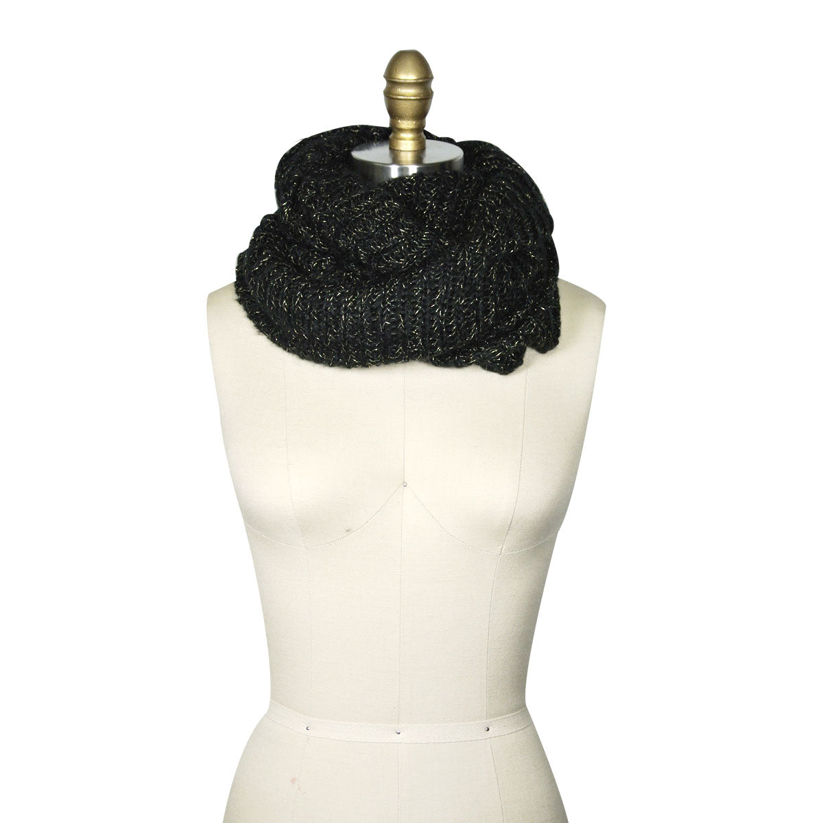 Wrapables Premium Winter Knit Infinity Scarf with Metallic Gold Threading