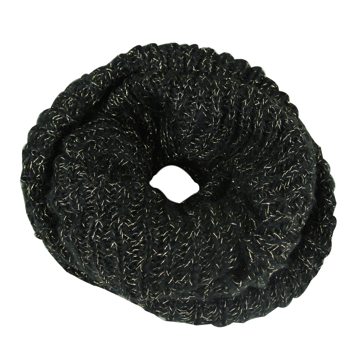 Wrapables Premium Winter Knit Infinity Scarf with Metallic Gold Threading