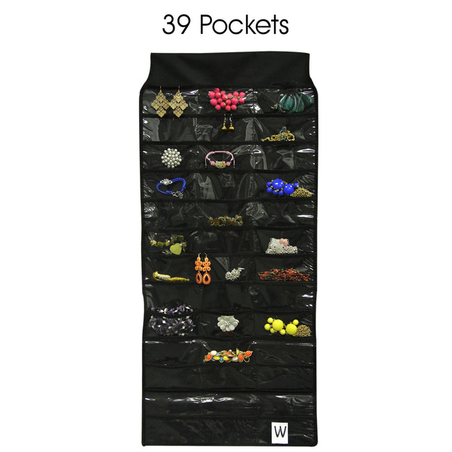 39 Pocket with 28 Holding Loops Polyester Hanging Jewelry Organizer