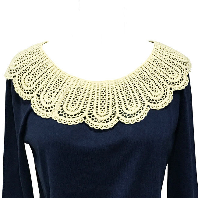 Wrapables Crochet Lace Cream Collar