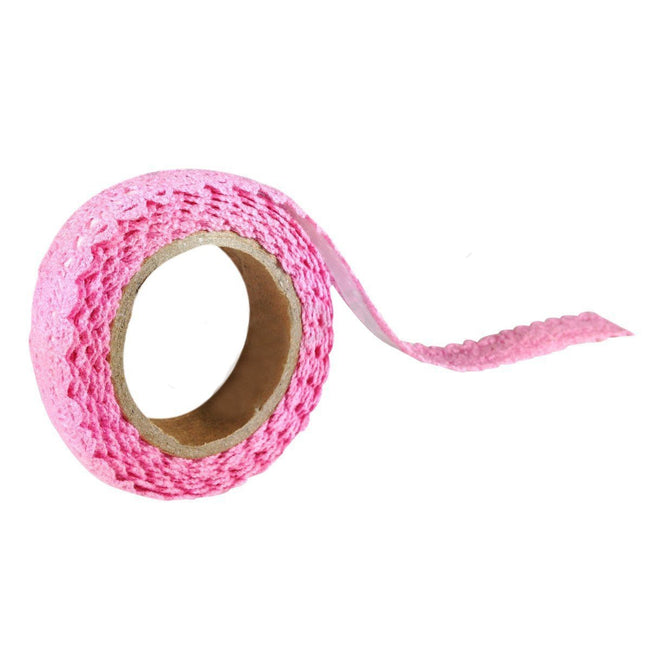 Decorative Lace Tape, 200cm L x 15mm W - Pink