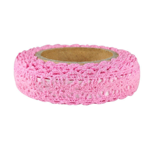 Decorative Lace Tape, 200cm L x 15mm W - Pink