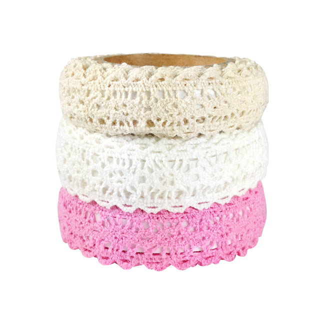 Decorative Lace Tape, 200cm L x 15mm W (set of 3)