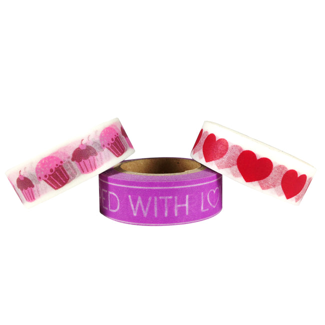 Wrapables I Heart Cupcakes Japanese Washi Masking Tape (Set of 3)