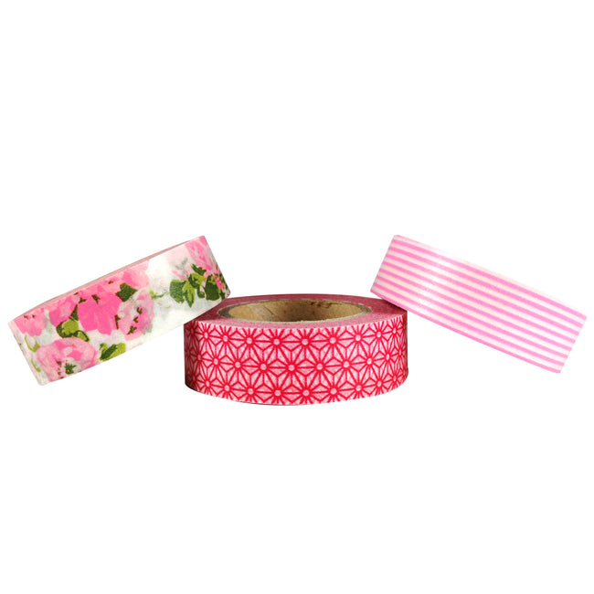 Wrapables Pink Passion Washi Masking Tape (Set of 3)