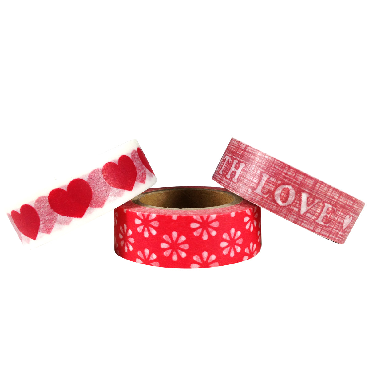 Wrapables Red Love Japanese Washi Masking Tape (Set of 3)