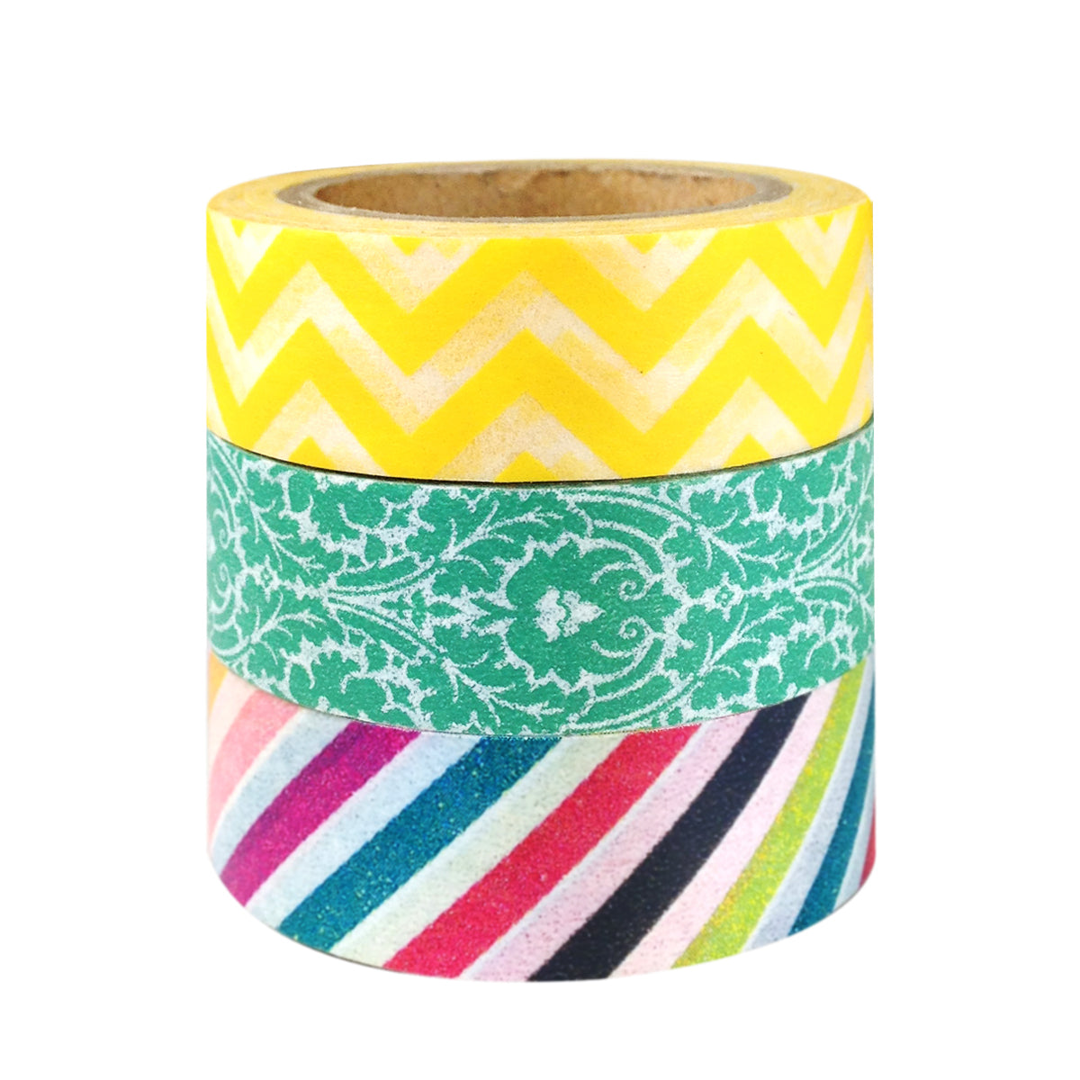 Wrapables Stripes, Waves, & D?cor Japanese Washi Masking Tape (Set of 3)