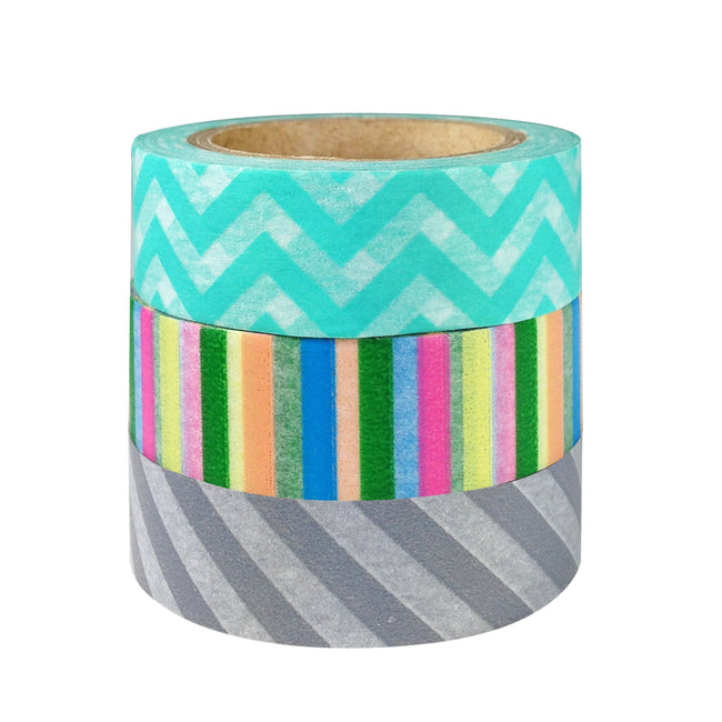 Wrapables Cool Stripes Japanese Washi Masking Tape (Set of 3)