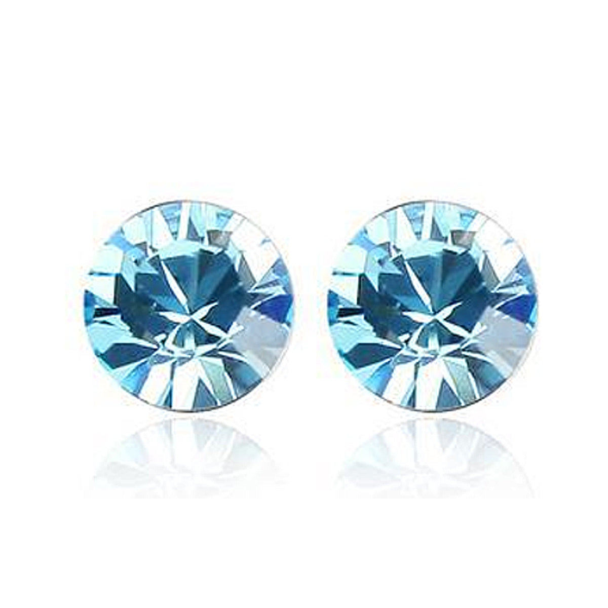 Gold Plated Crystal Heart Shaped Four Leaf Clover Pendant Necklace and Stud Earrings Jewelry Set (Sea Blue)