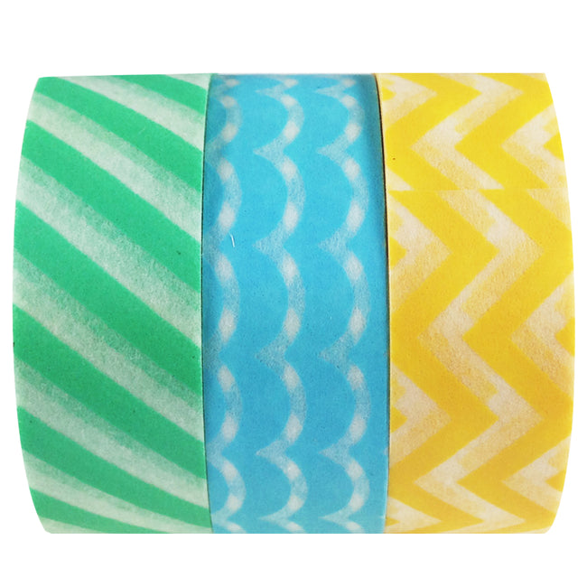 Pastel Lines Washi Tape Masking Tape, Set of 3
