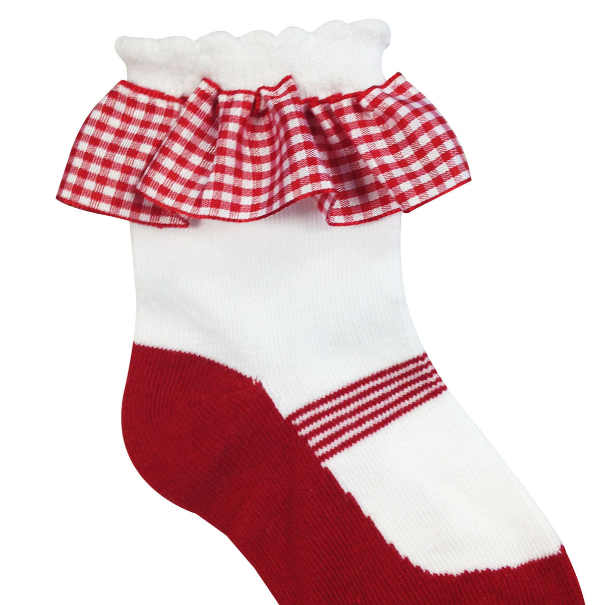 Wrapables Red Mary Jane Socks with Ruffle for Toddler Girl (Set of 2)