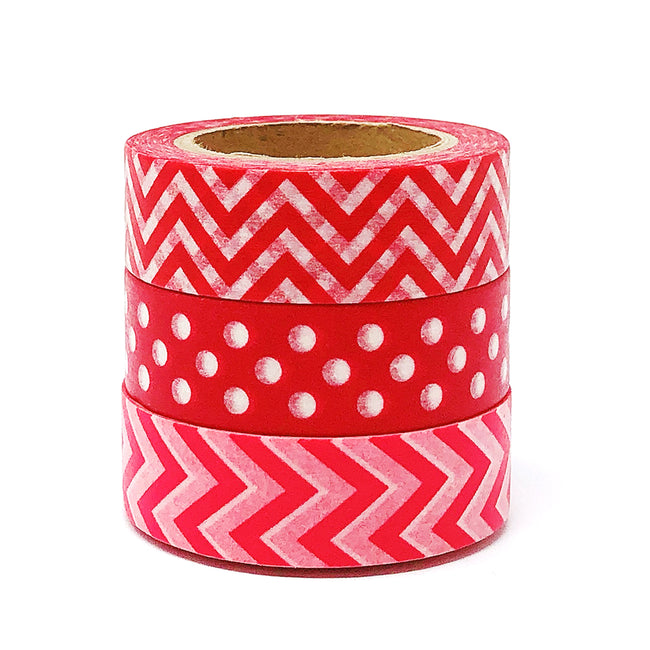 Wrapables Red Obsession Japanese Washi Masking Tape (Set of 3)