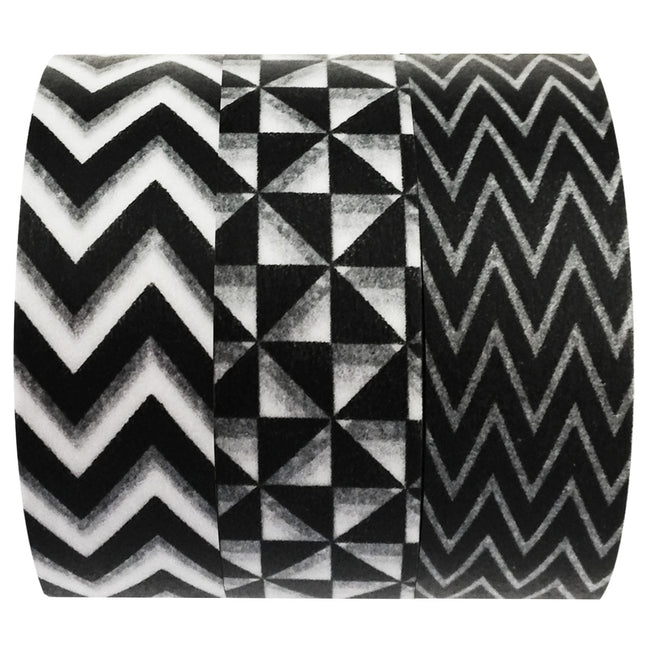 Wrapables Black & White Japanese Washi Masking Tape (Set of 3)
