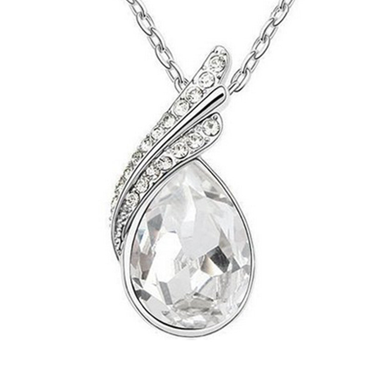 Wrapables Elegant Teardrop Crystal Pendant Necklace
