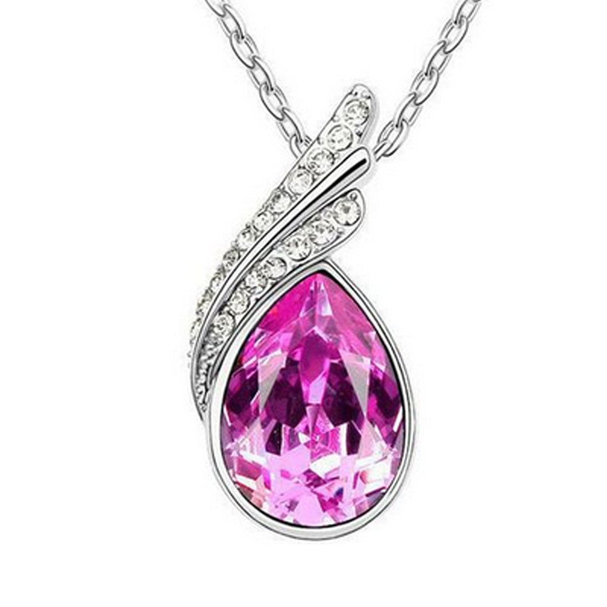 Wrapables Elegant Teardrop Crystal Pendant Necklace