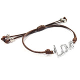 Wrapables Adjustable Love Leather Corded Bracelet