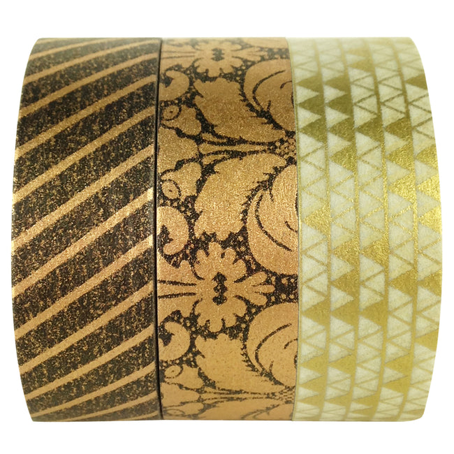 Wrapables Imperial Gold Japanese Washi Masking Tape (Set of 3)