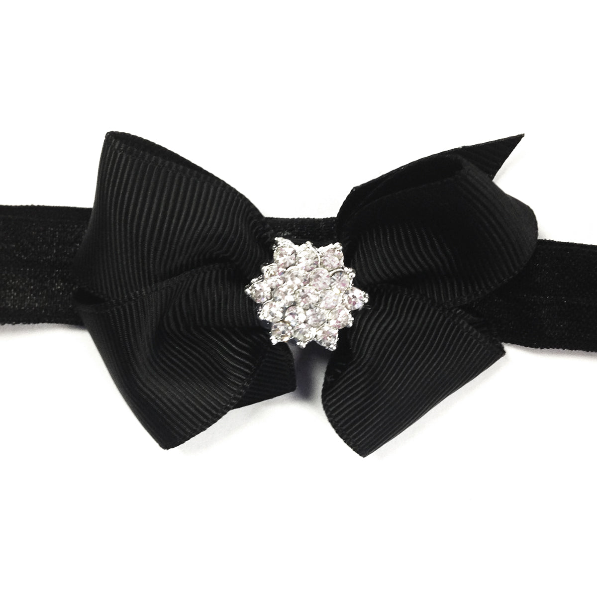 Kella Milla Ribbon Bow with Rhinestone Button Center Stretchy Headband, Set of 12