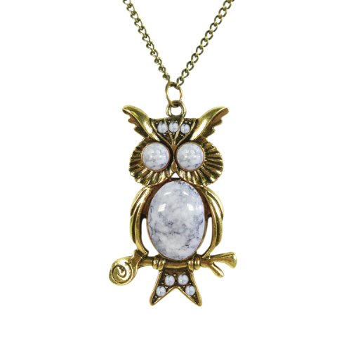 Wrapables White Vintage Owl Necklace