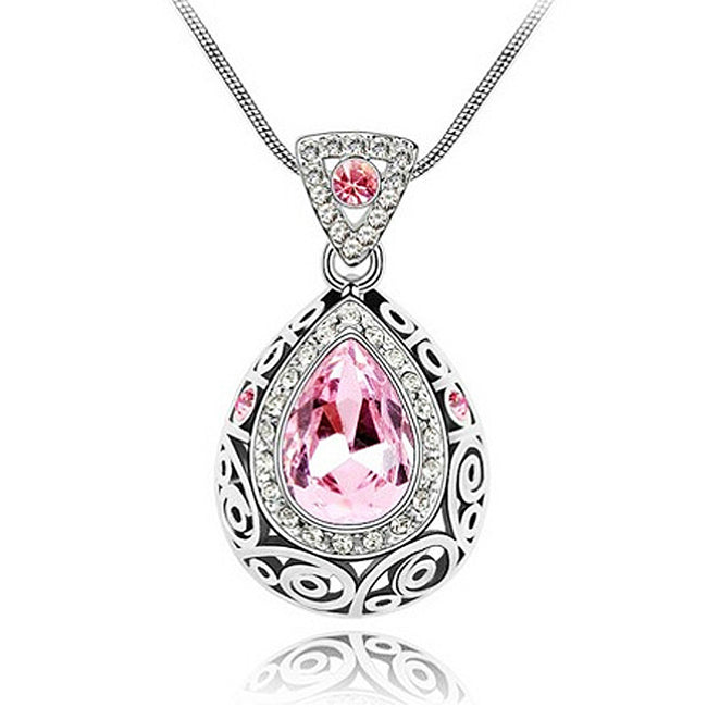 Wrapables Vintage Regal Crystal Teardrop Pendant Necklace