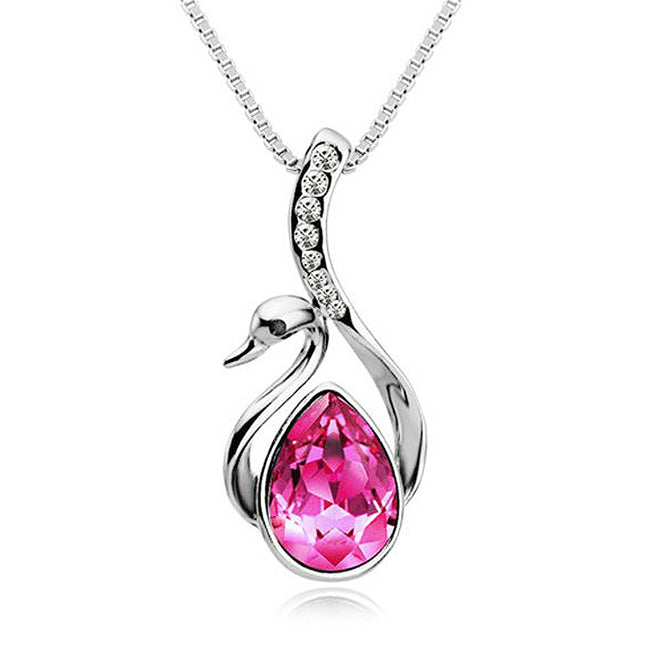 Wrapables Crystal Swan Pendant Necklace