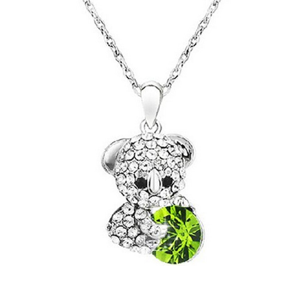 Wrapables Cute Teddy Bear Crystal Pendant Necklace