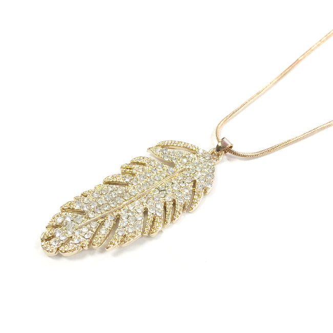 Wrapables Crystal Feather Pendant Necklace