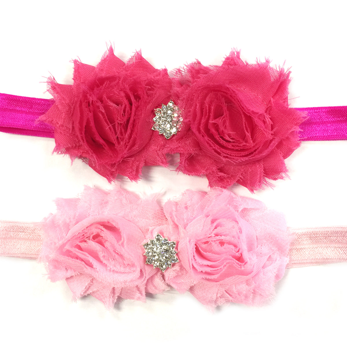 Kella Milla Set of 8 Frayed Shabby Chic Double Rose Baby Headbands