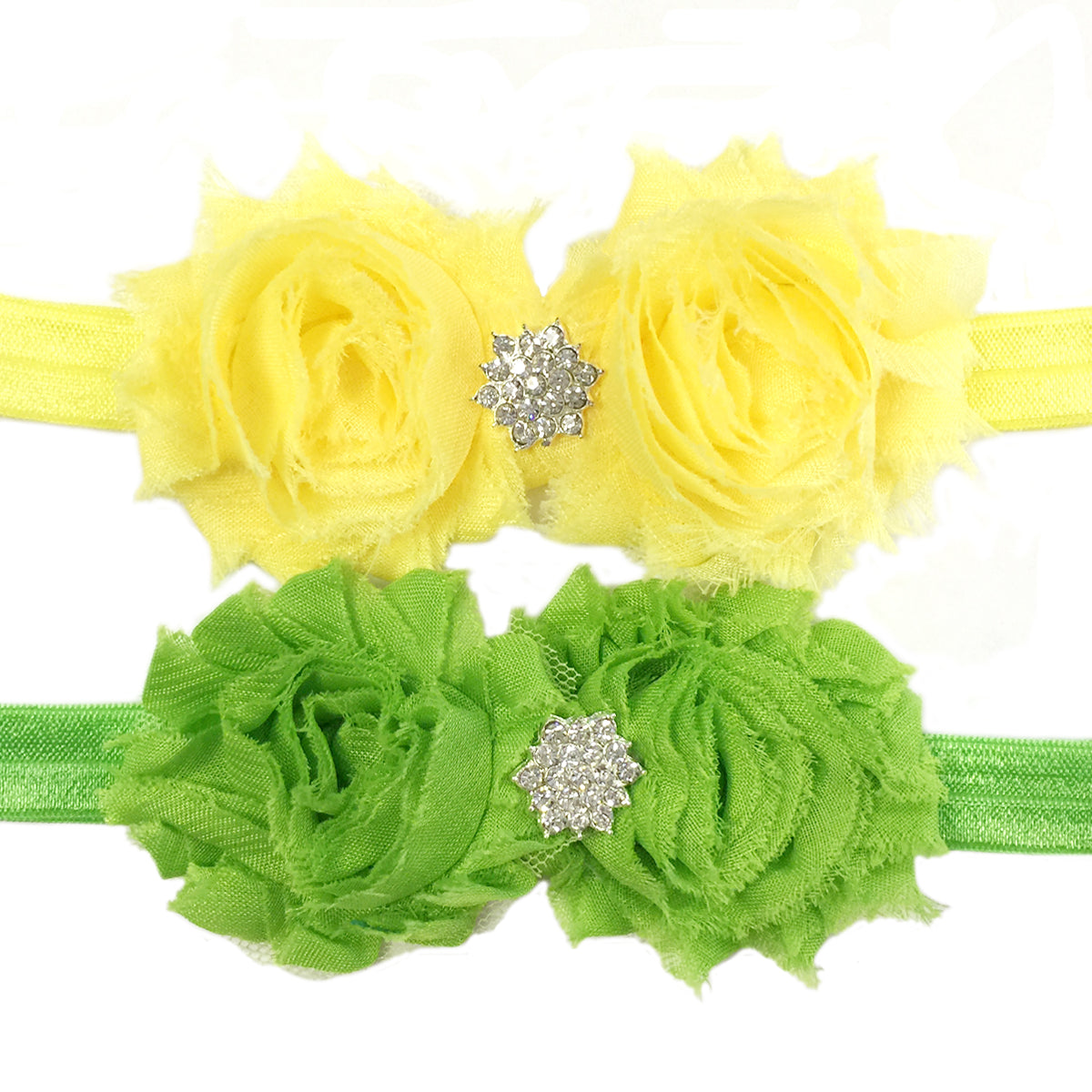 Kella Milla Set of 8 Frayed Shabby Chic Double Rose Baby Headbands