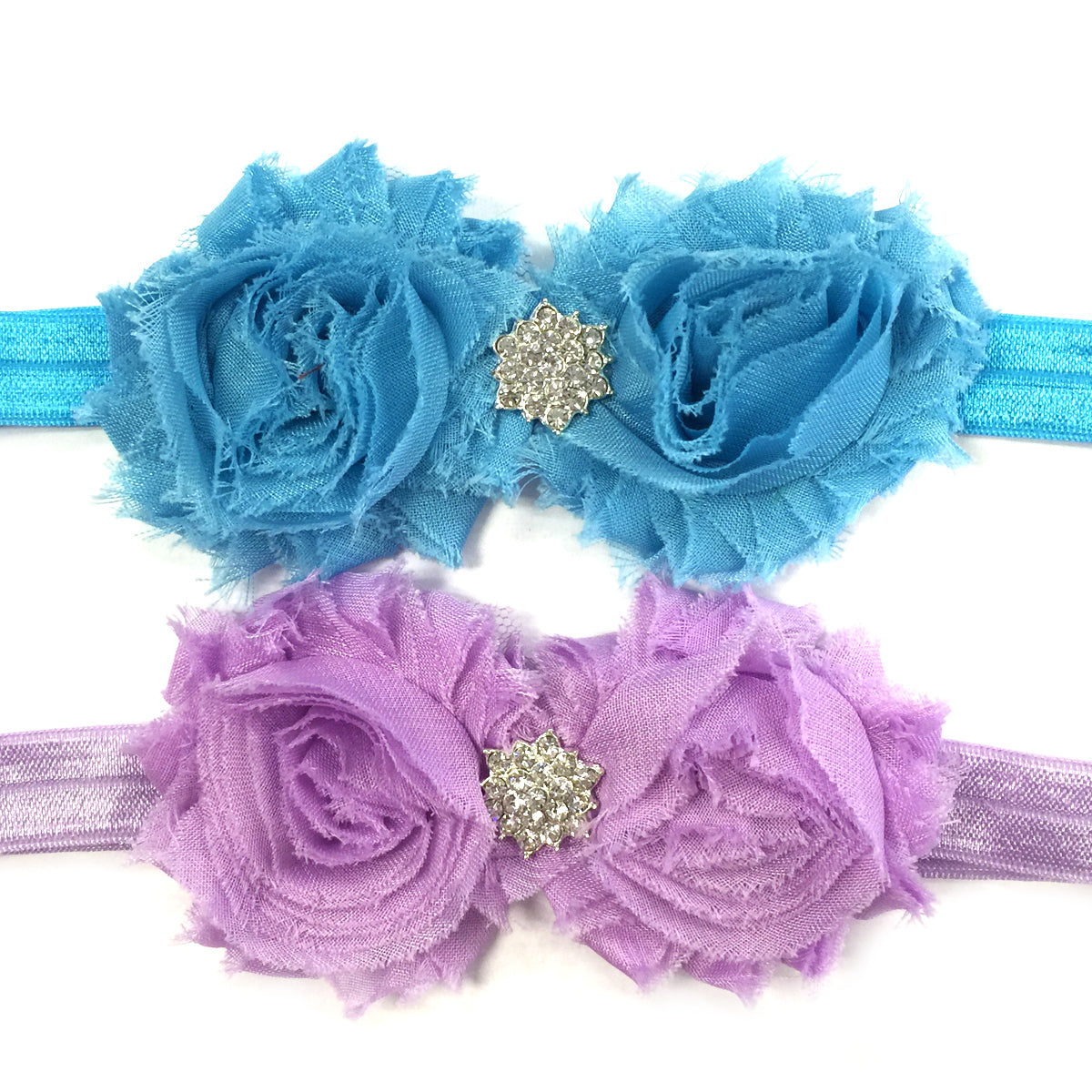 Kella Milla Set of 8 Frayed Shabby Chic Double Rose Baby Headbands