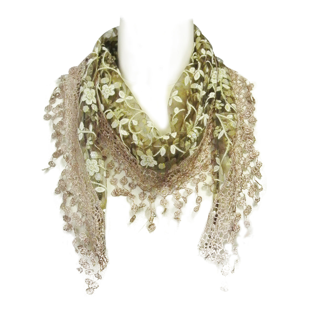 Wrapables Embroidered Floral Lace Triangle Scarf Shawl