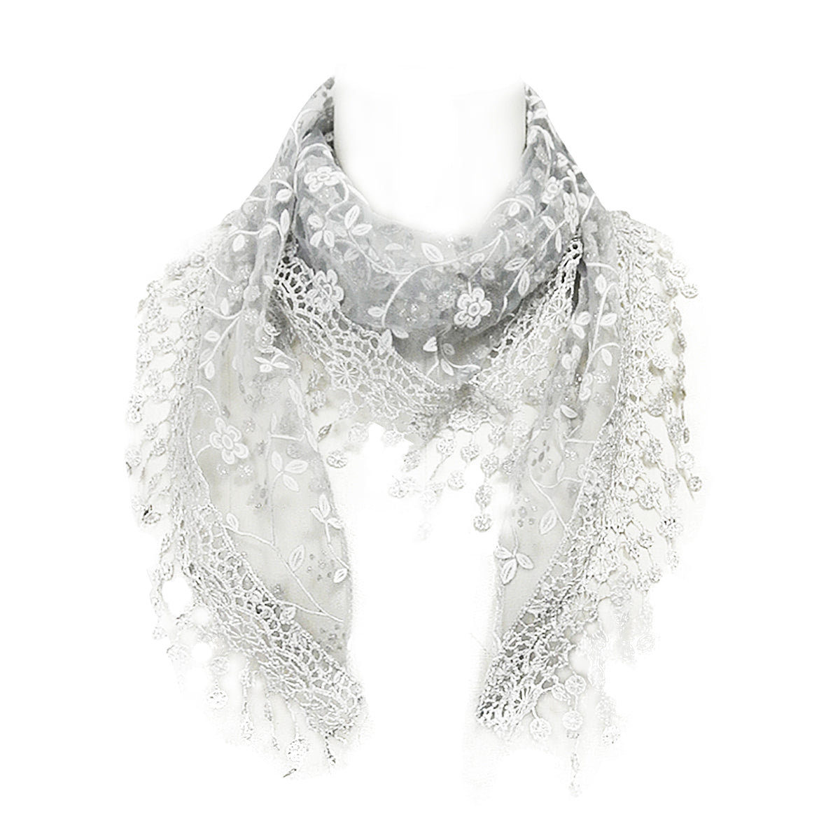 Wrapables Embroidered Floral Lace Triangle Scarf Shawl
