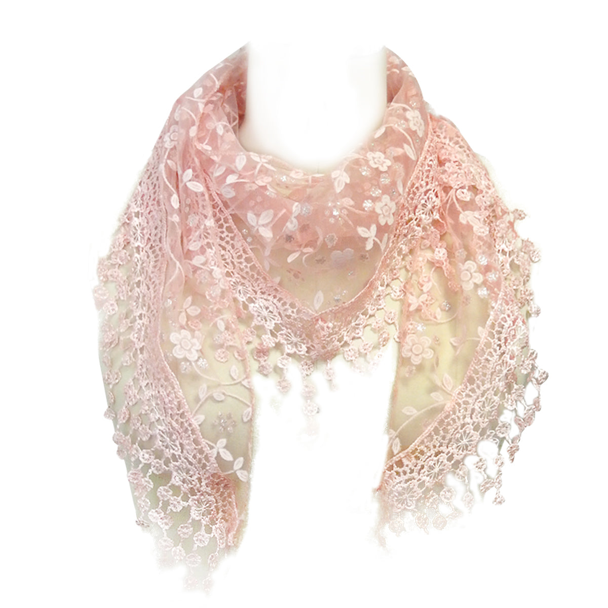 Wrapables Embroidered Floral Lace Triangle Scarf Shawl